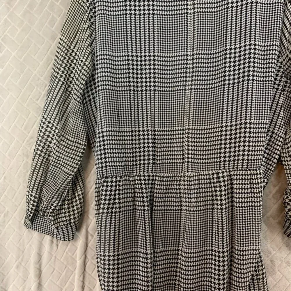 Calvin Klein Womens M Mini Dress Black White Houndstooth Long Sleeve with Belt - Picture 16 of 16